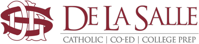 De La Salle logo with red monogram and "Catholic | Co-ed | College Prep."